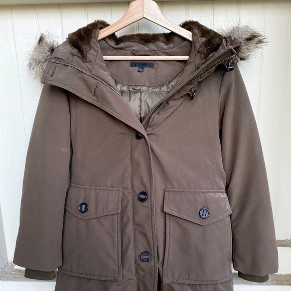 Uniqlo Ultra Warm Down Parka Heat Tech Olive Jacket Fur Hood Coat Sz S LIKE NEW - Picture 4 of 5